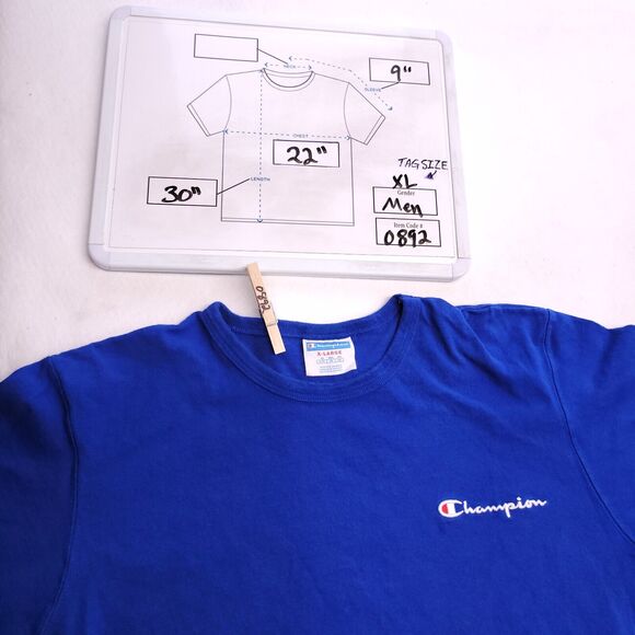 Champion Casual Short Sleeve Pullover T-Shirt Mens Size Extra Large XL Blue - Picture 10 of 10